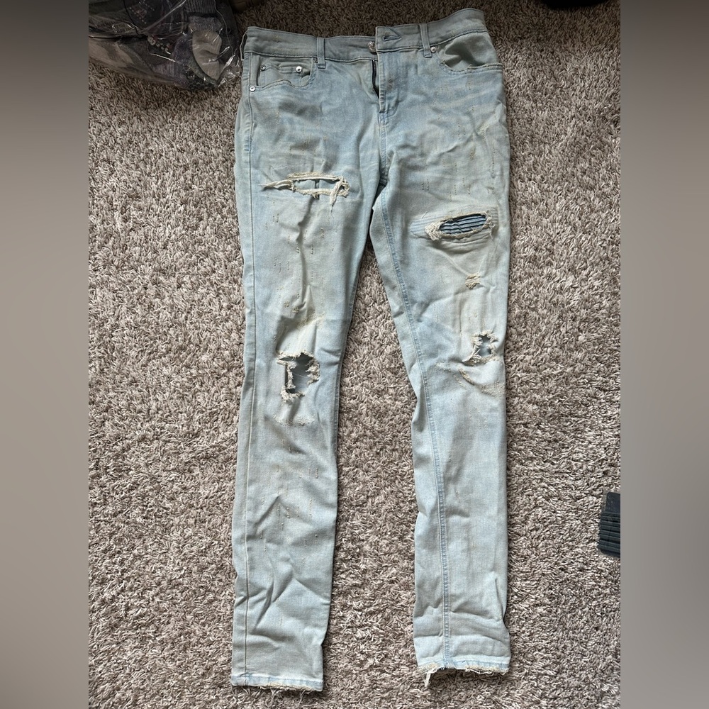 PacSun Men's Skinny Jeans - Distressed Light Blue